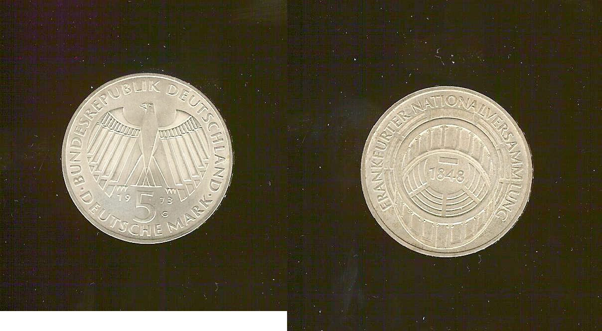 Allemagne, République Fédérale, 5 Mark 1973 G SPL